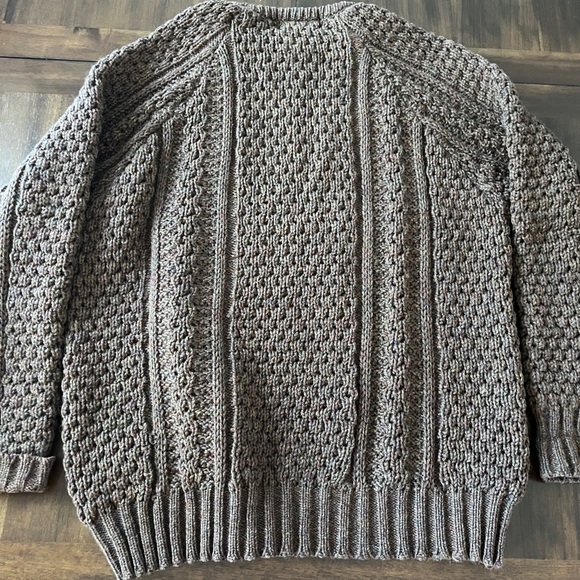 Chunky Knit Crewneck Sweater - Brown - Picture 3 of 13